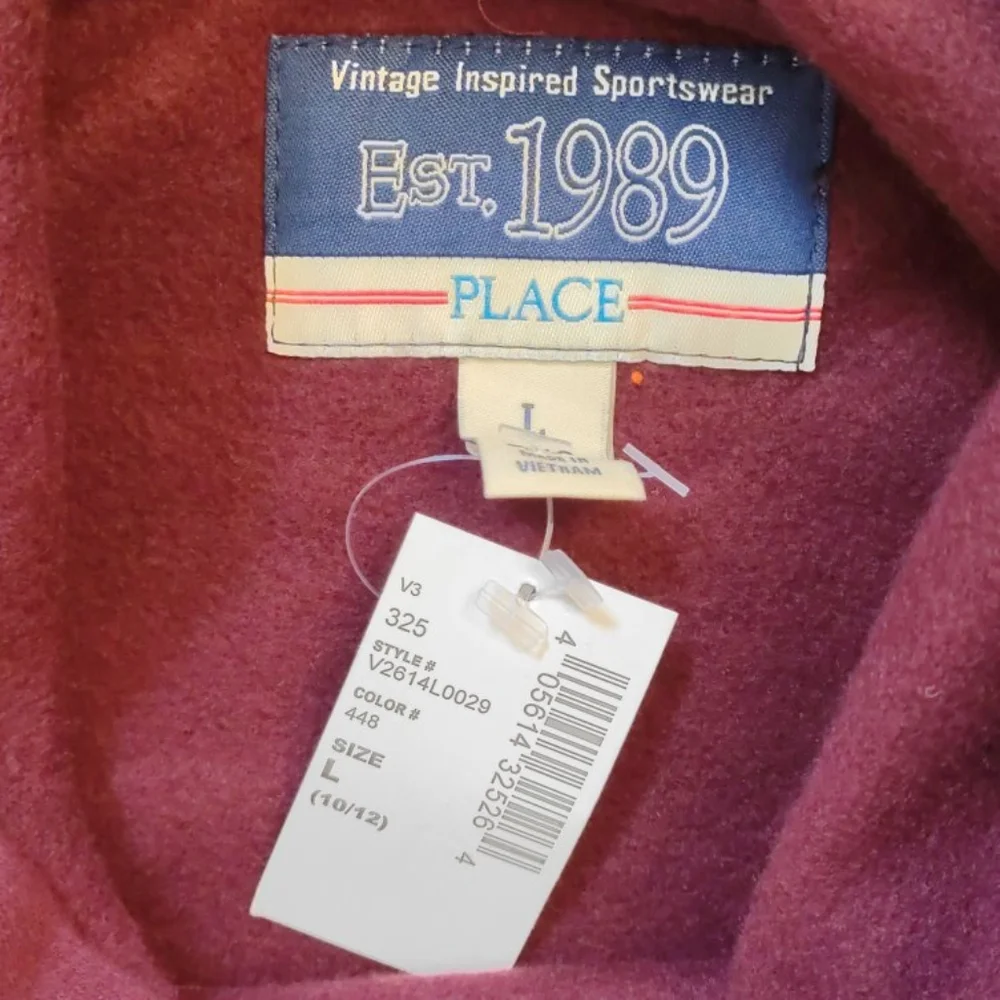 NWT The Children’s Place Boys Large 10/12 Maroon Football Hoodie Sweatshirt